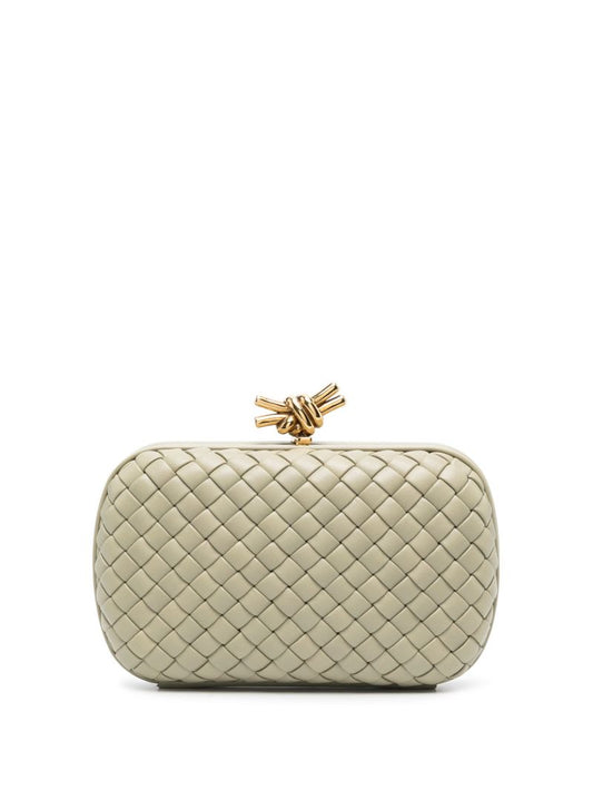 Green Knot Leather Clutch Bag