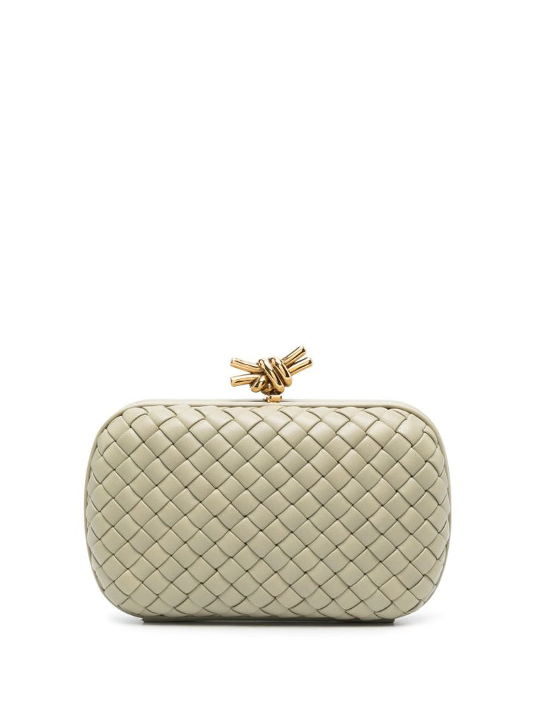 Green Knot Leather Clutch Bag