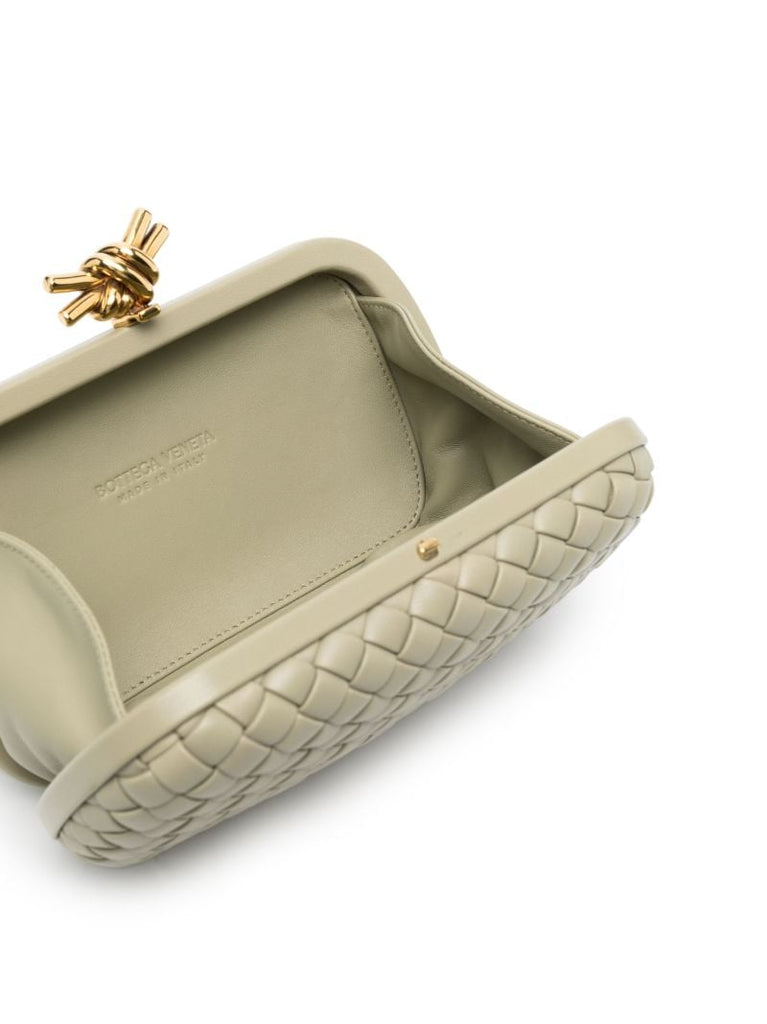 Green Knot Leather Clutch Bag
