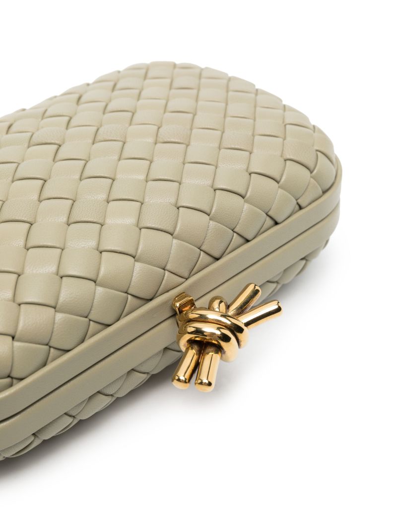 Green Knot Leather Clutch Bag