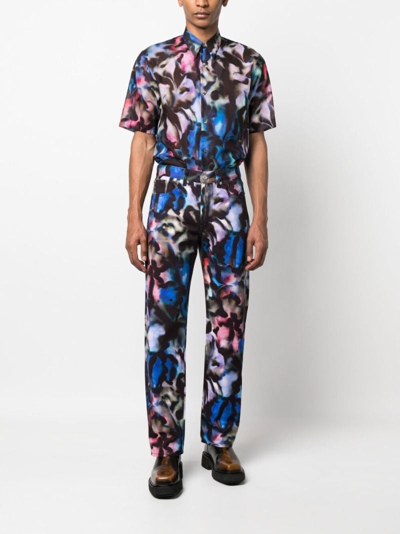Blue Abstract Print Short-sleeved Shirt