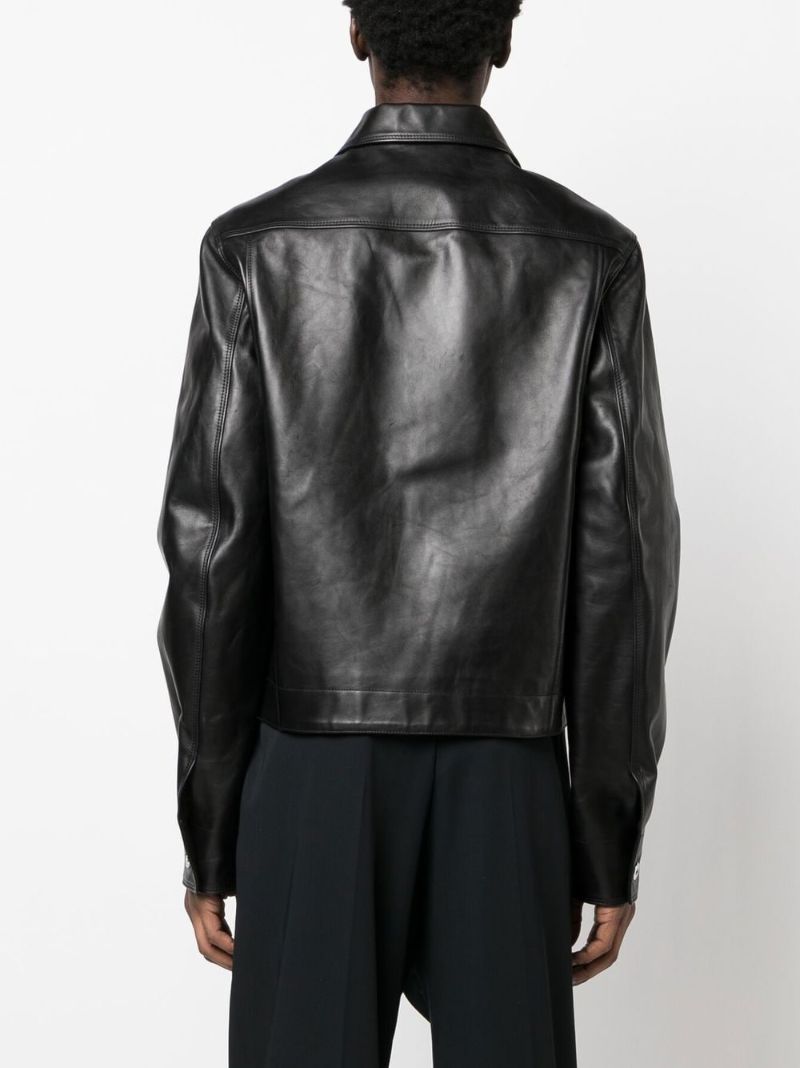 Black Buttoned Leather Jacket