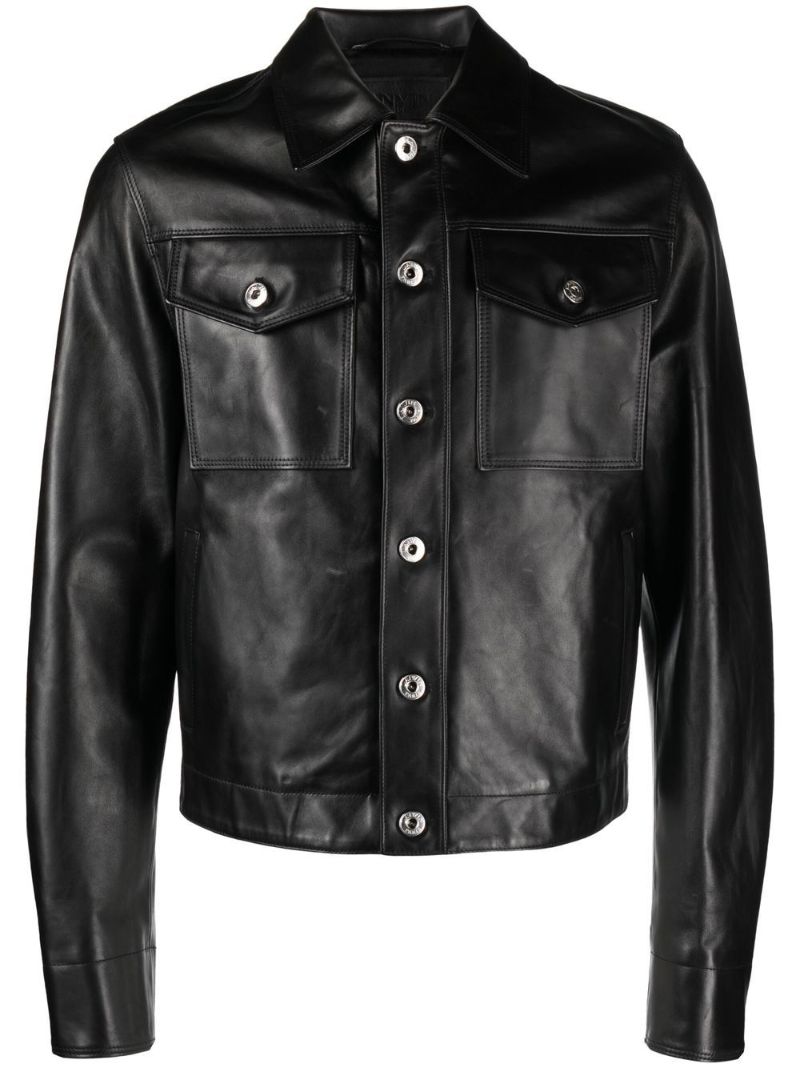 Black Buttoned Leather Jacket