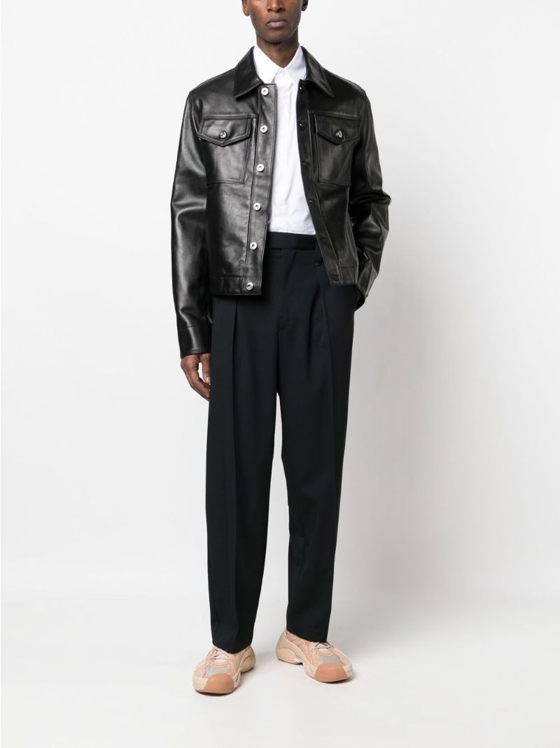 Black Buttoned Leather Jacket