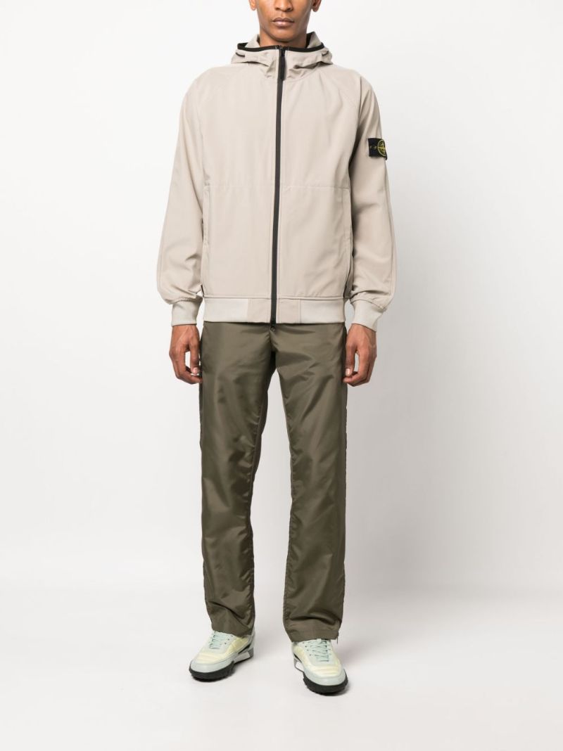 Dove Grey Compass Patch Zipped Hooded Jacket