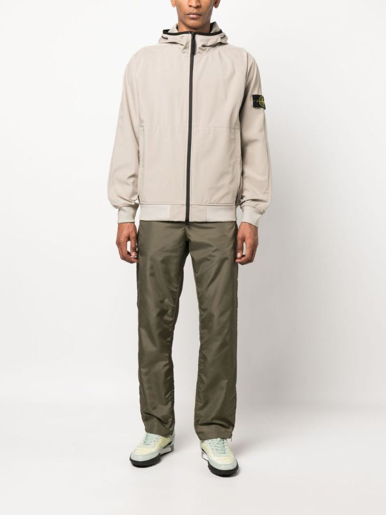 Dove Grey Compass Patch Zipped Hooded Jacket