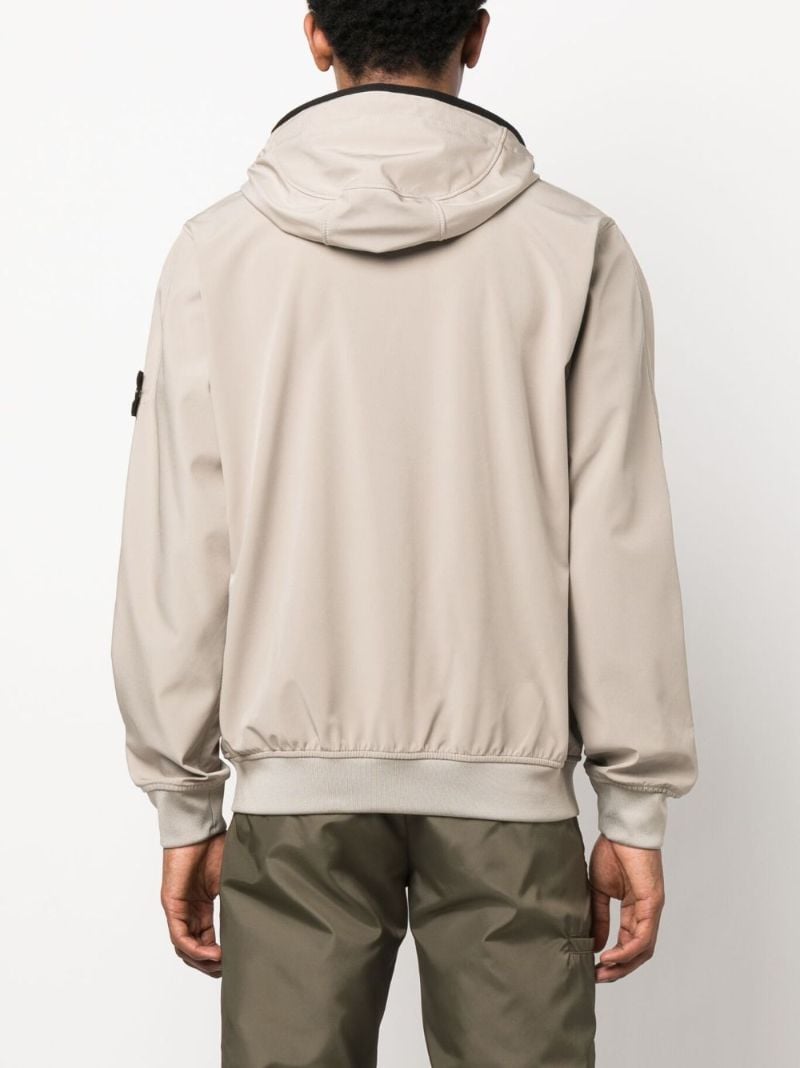 Dove Grey Compass Patch Zipped Hooded Jacket