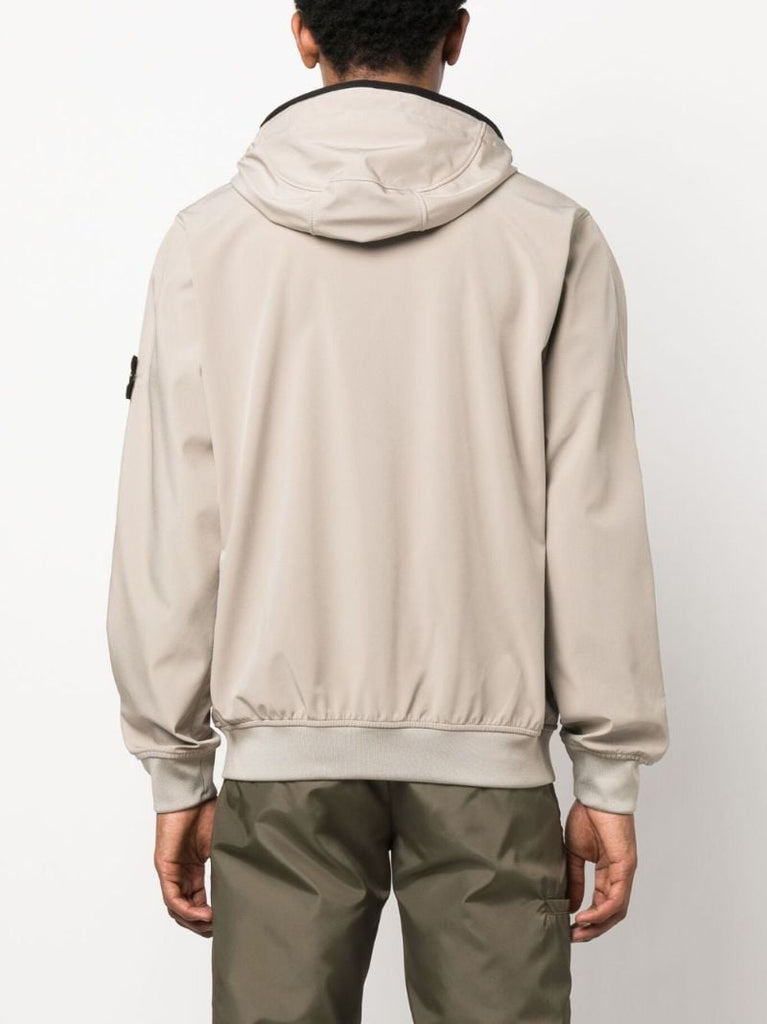 Dove Grey Compass Patch Zipped Hooded Jacket