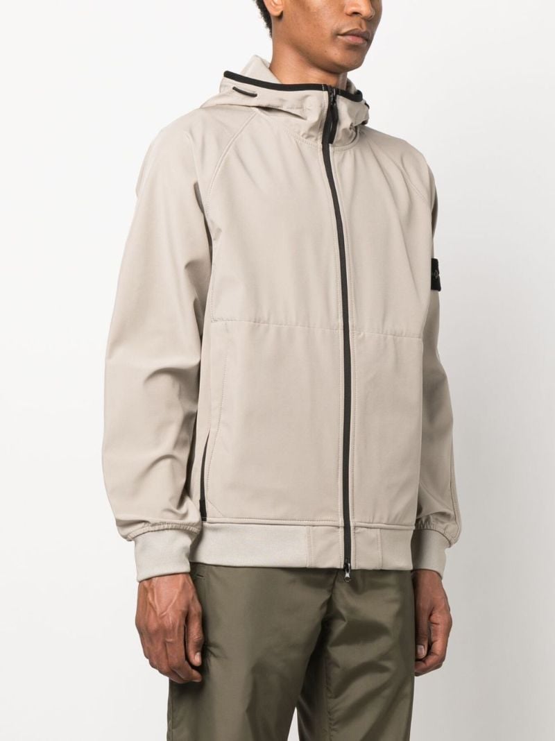 Dove Grey Compass Patch Zipped Hooded Jacket