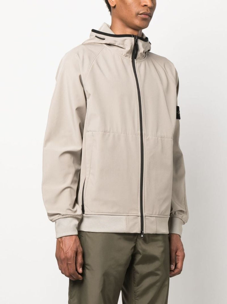 Dove Grey Compass Patch Zipped Hooded Jacket