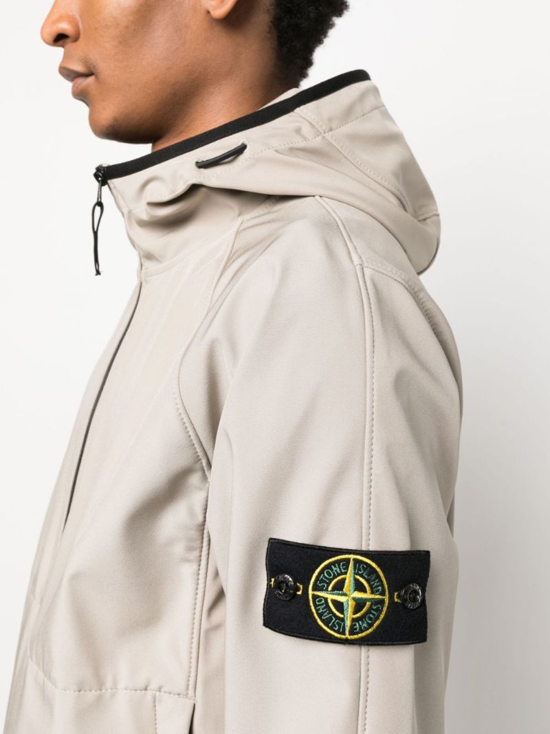 Dove Grey Compass Patch Zipped Hooded Jacket