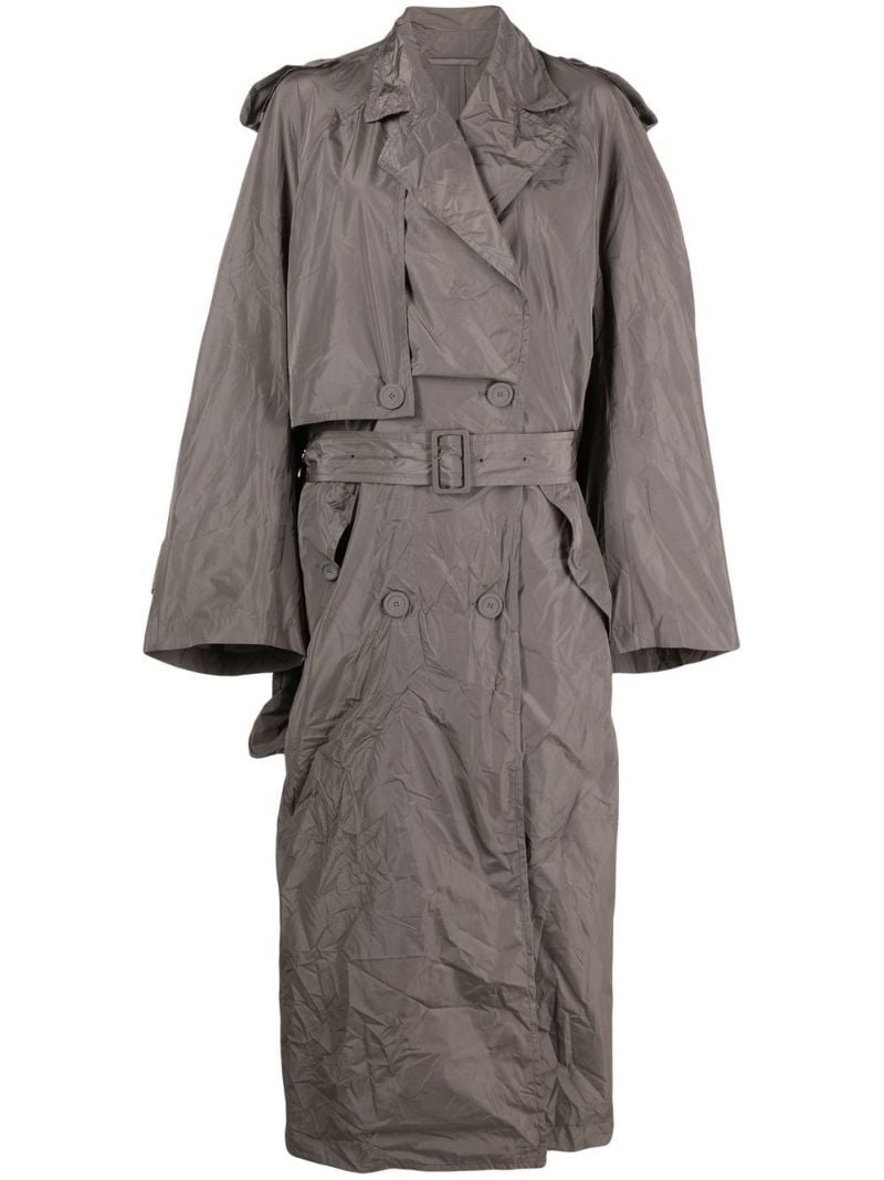 Grey Double-breasted Trench Coat