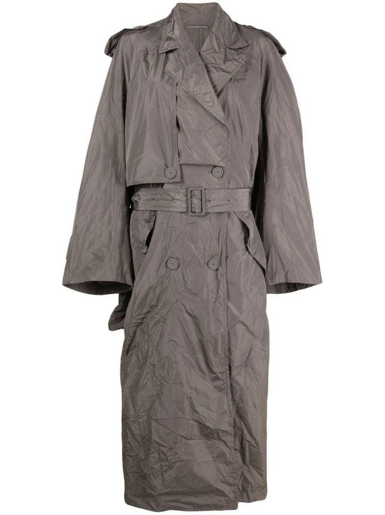Grey Double-breasted Trench Coat