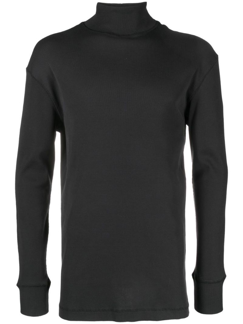 Black Ribbed Turtleneck Sweater