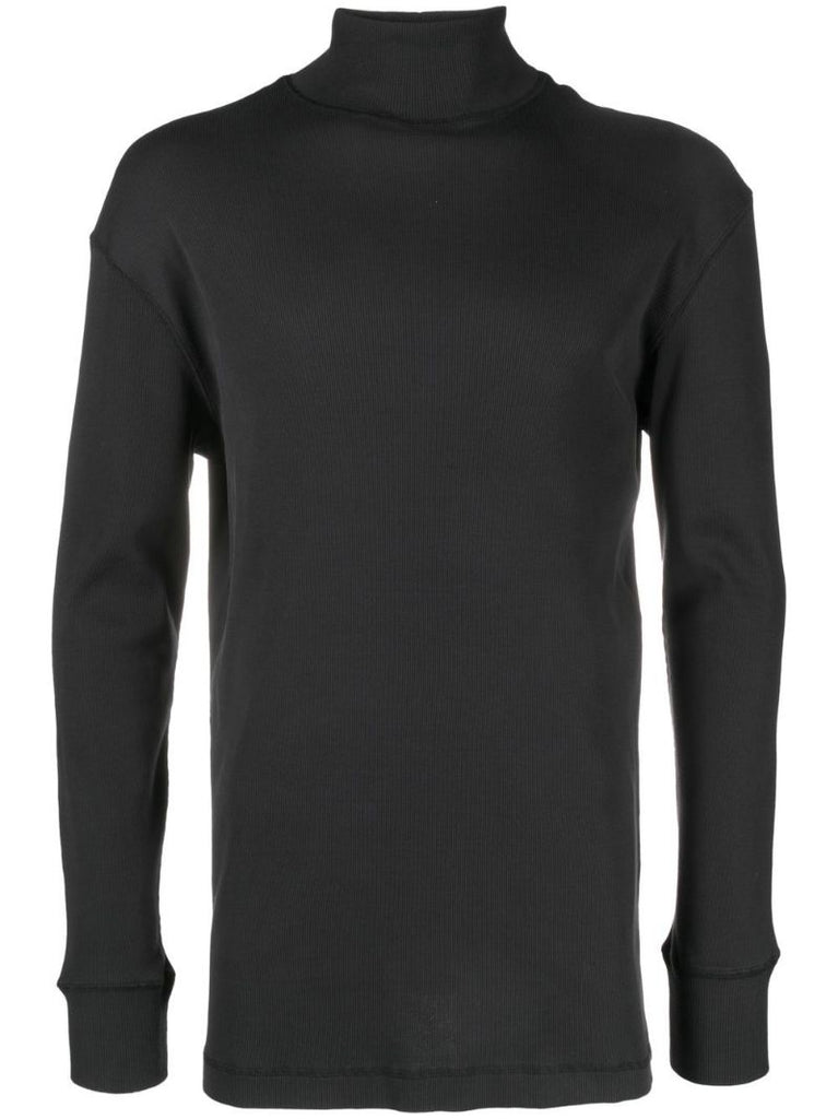 Black Ribbed Turtleneck Sweater