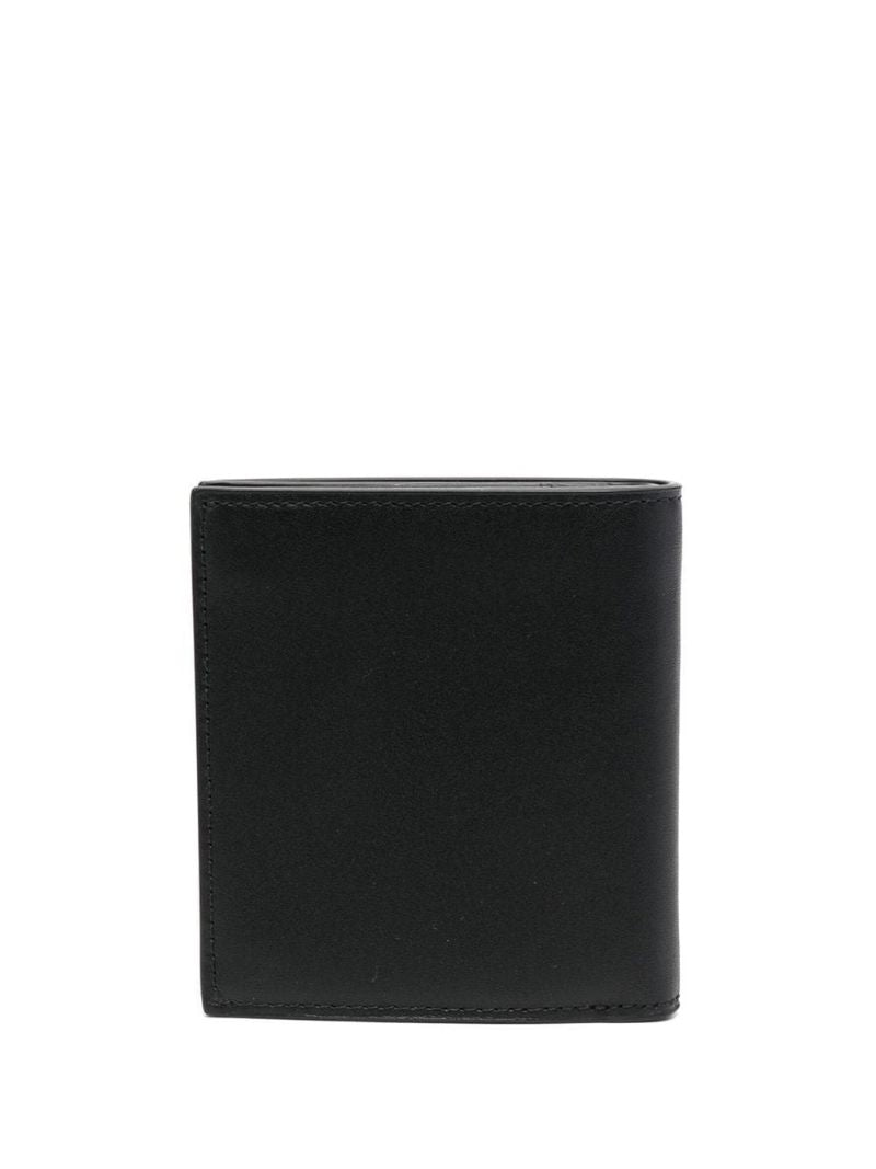 Black Logo Print Bi-fold Leather Wallet