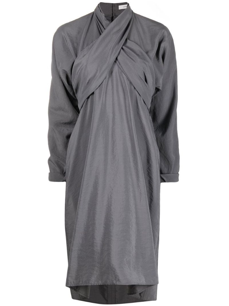 Grey Wrap Midi Dress