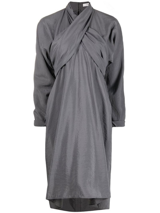 Grey Wrap Midi Dress
