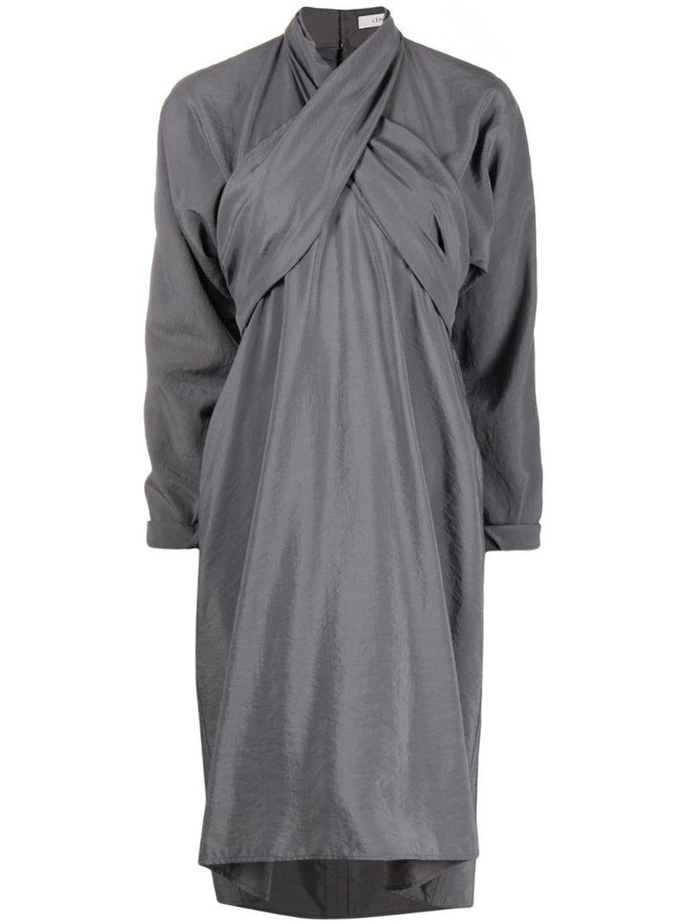 Grey Wrap Midi Dress