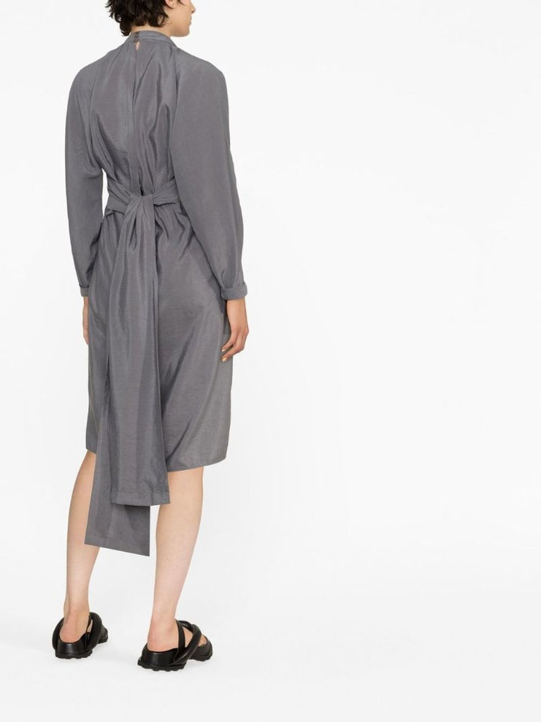 Grey Wrap Midi Dress