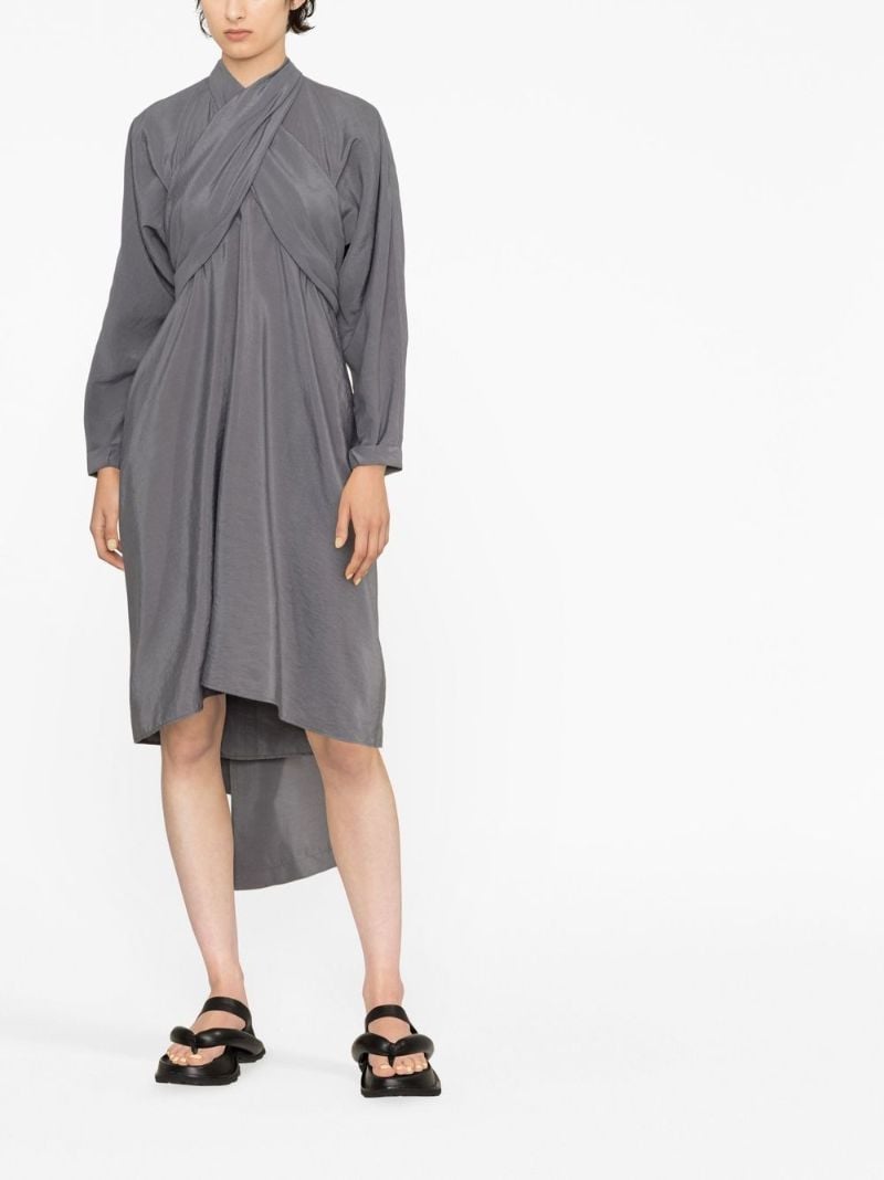 Grey Wrap Midi Dress
