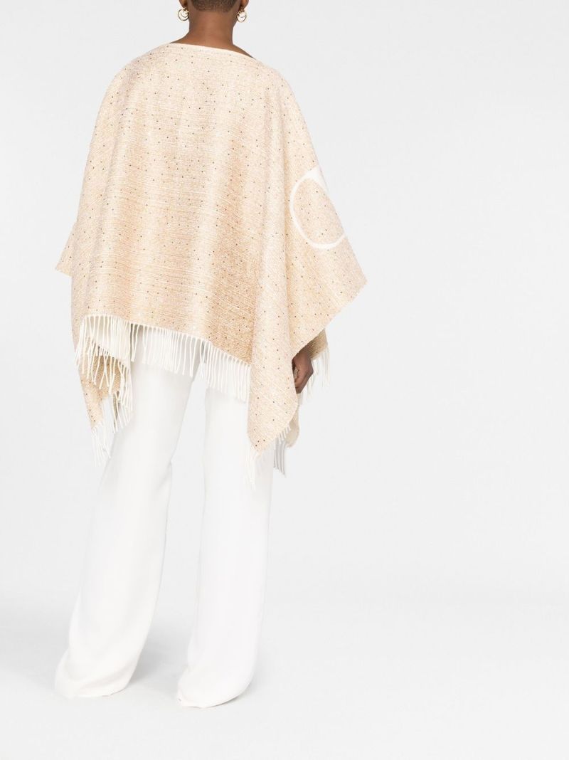 Neutral Vlogo Fringed Poncho