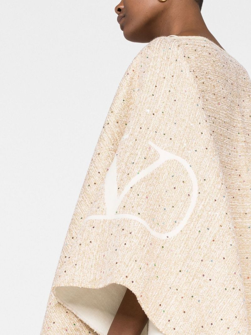 Neutral Vlogo Fringed Poncho