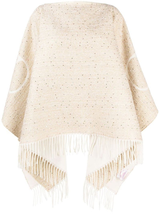 Neutral Vlogo Fringed Poncho