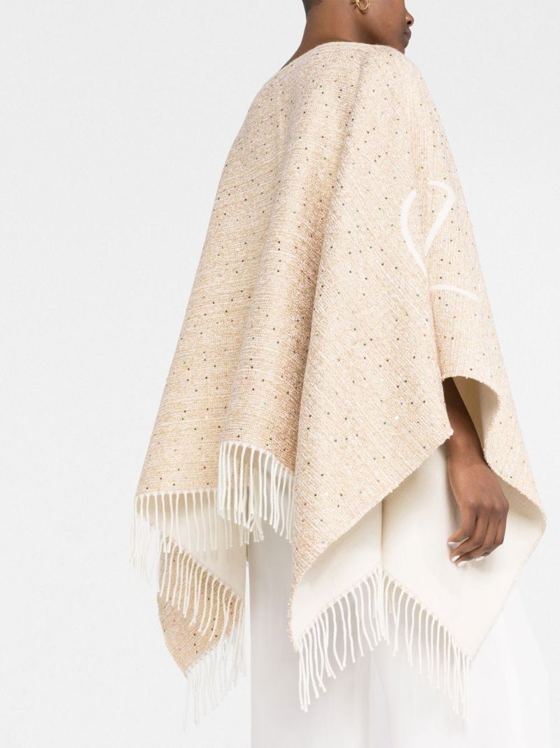 Neutral Vlogo Fringed Poncho
