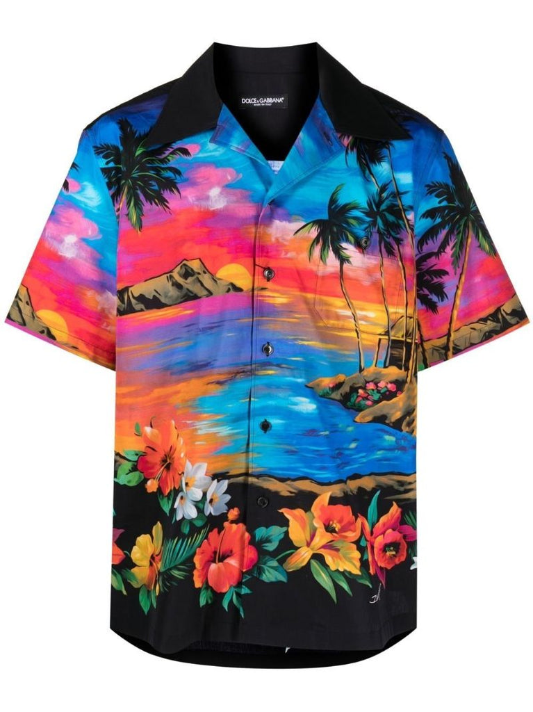 Multicolour Hawaiian Print Bowling Shirt
