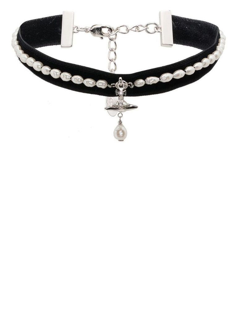 Silver-tone Aleksa Pearl and Crystal Necklace