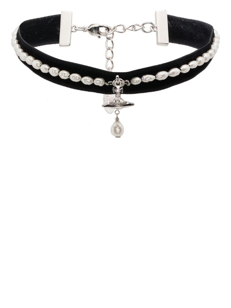 Silver-tone Aleksa Pearl and Crystal Necklace