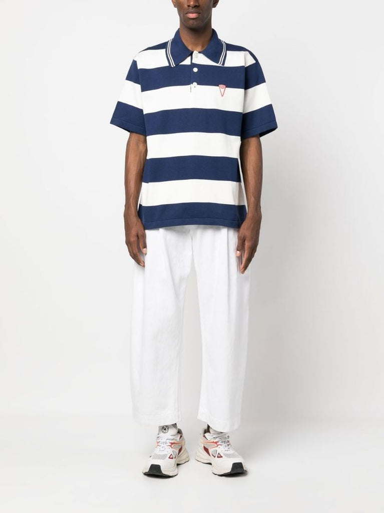 Blue Logo Embroidered Stripe Polo Shirt