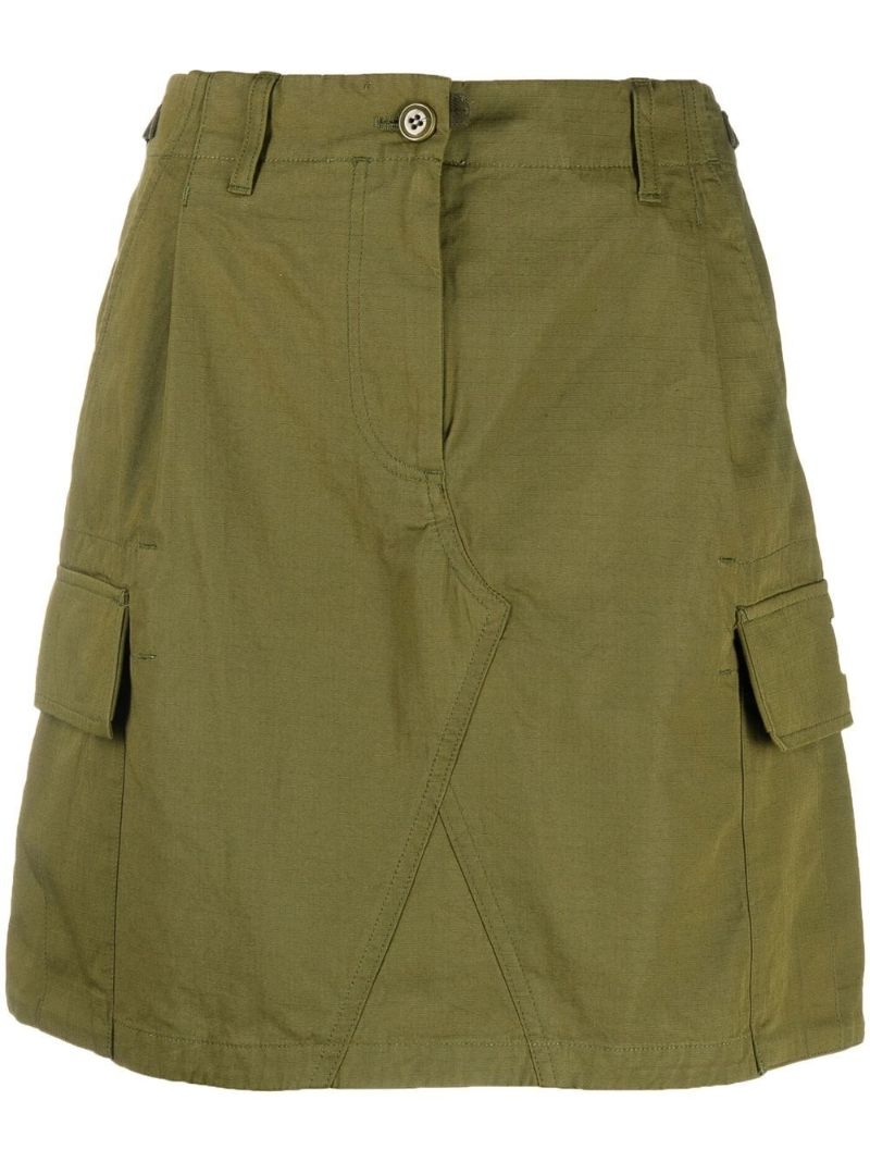 Green Cargo Cotton Mini Skirt
