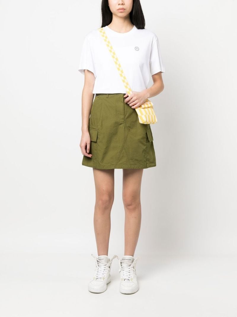 Green Cargo Cotton Mini Skirt