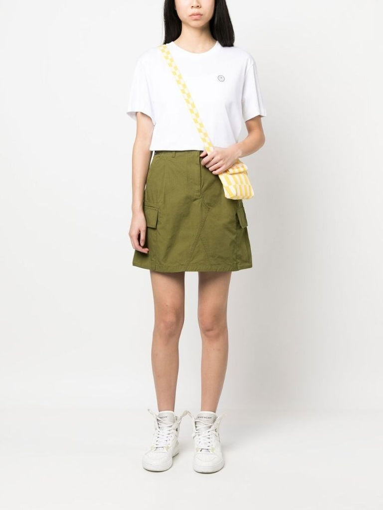 Green Cargo Cotton Mini Skirt