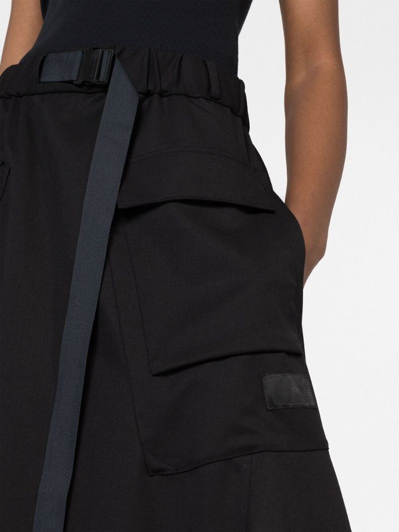 Black Belted Asymmetric Midi Skirt