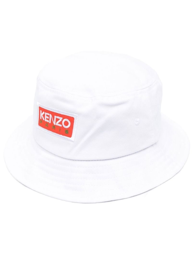 White Logo Embroidered Bucket Hat