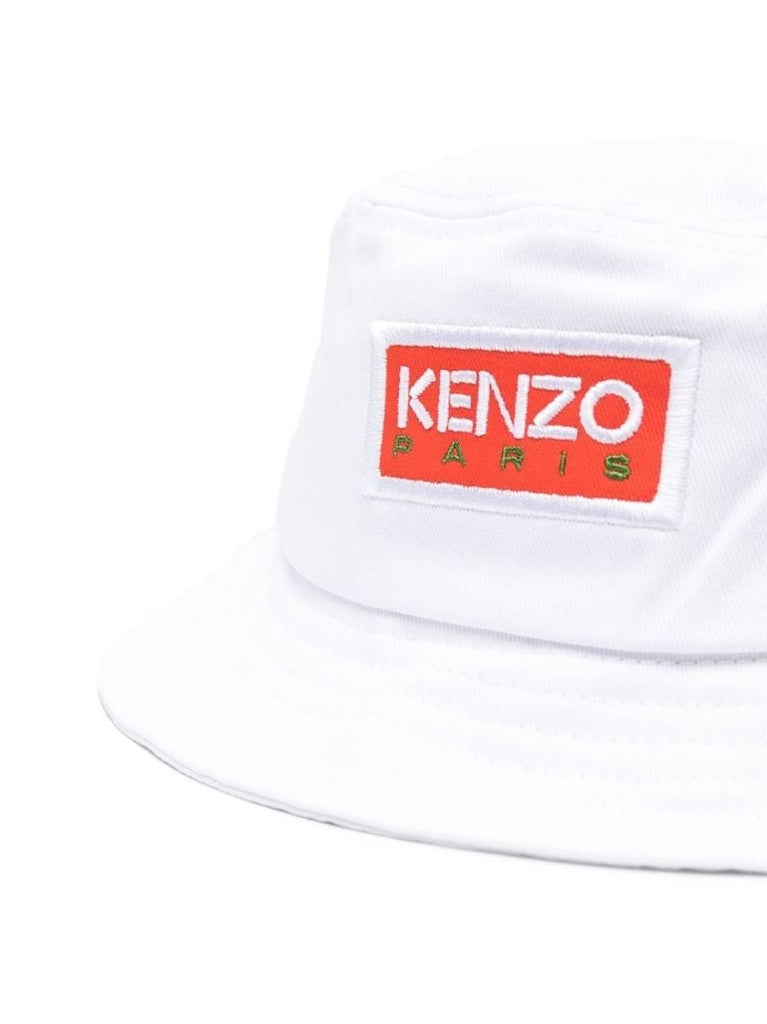White Logo Embroidered Bucket Hat