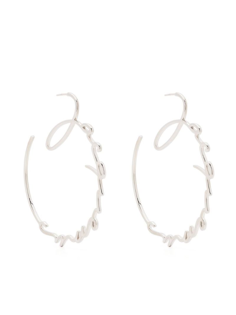 Silver-tone Les CrÃ_x0083_Â©oles Logo Hoop Earrings
