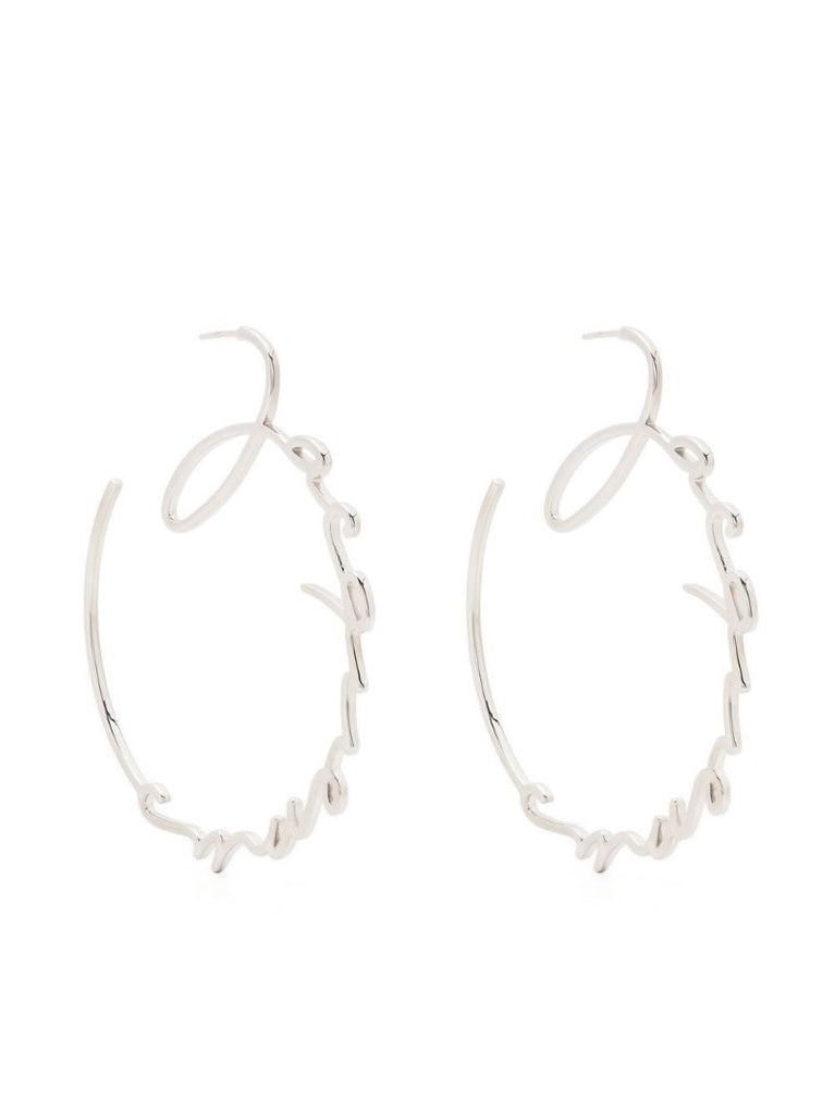 Silver-tone Les CrÃ_x0083_Â©oles Logo Hoop Earrings