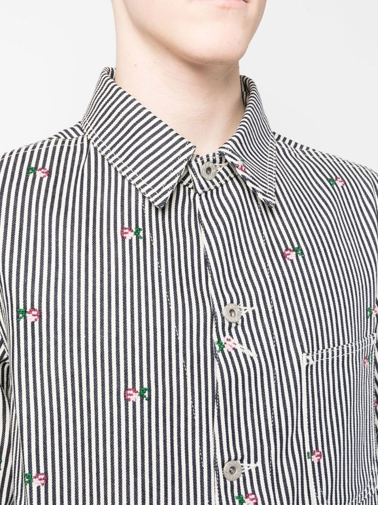 Black Striped Shirt Jacket