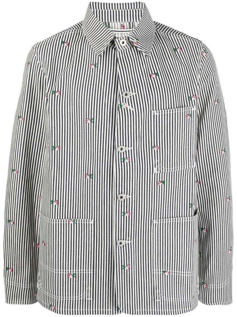 Black Striped Shirt Jacket