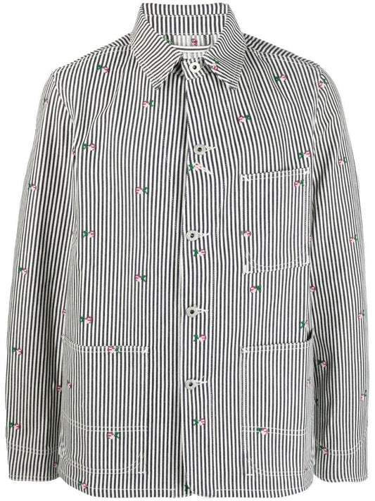 Black Striped Shirt Jacket