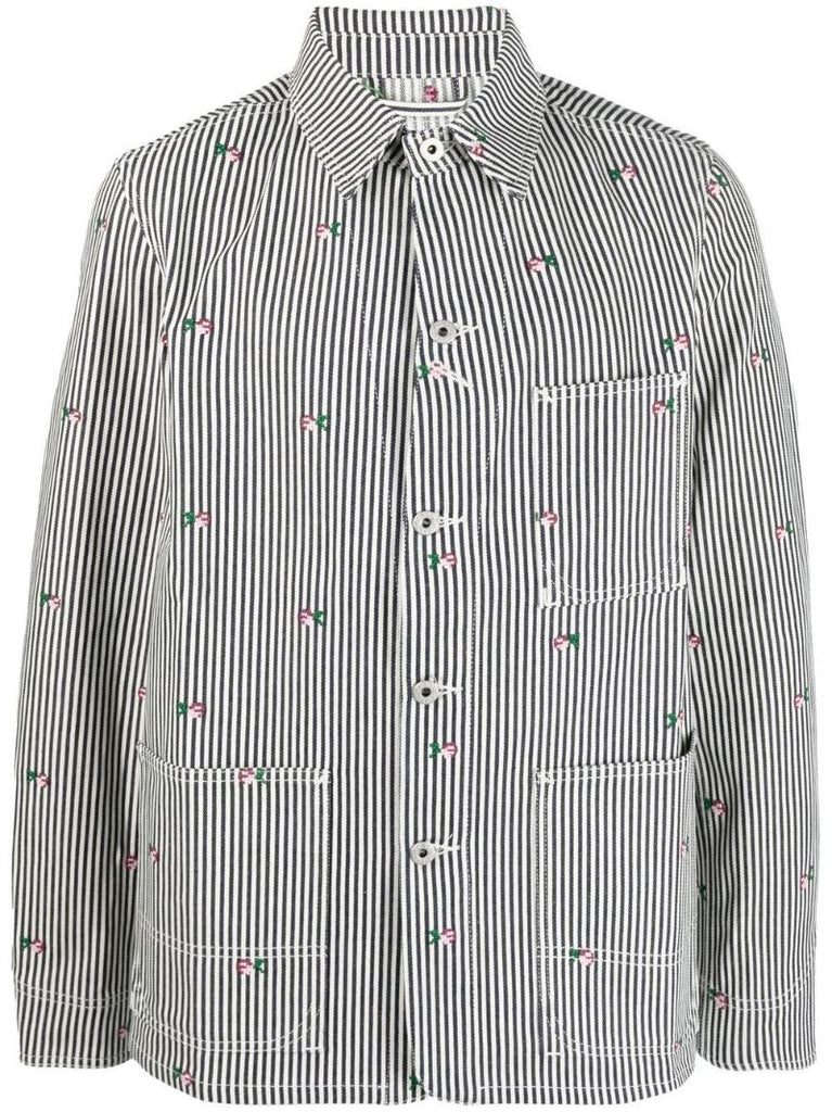 Black Striped Shirt Jacket