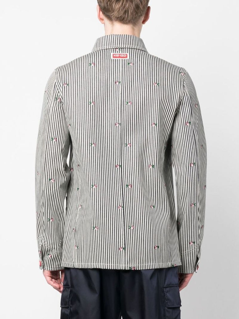 Black Striped Shirt Jacket