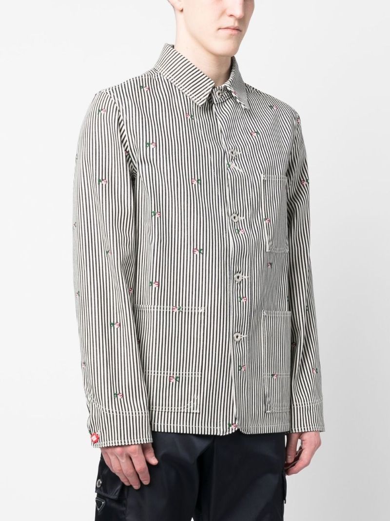 Black Striped Shirt Jacket