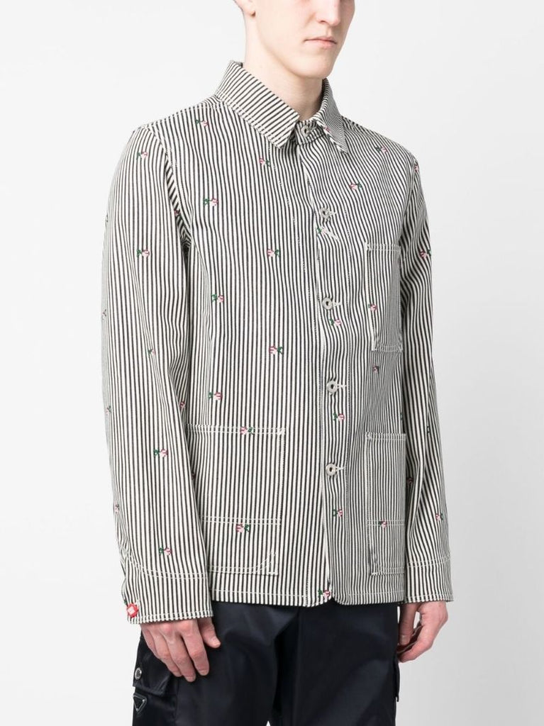 Black Striped Shirt Jacket