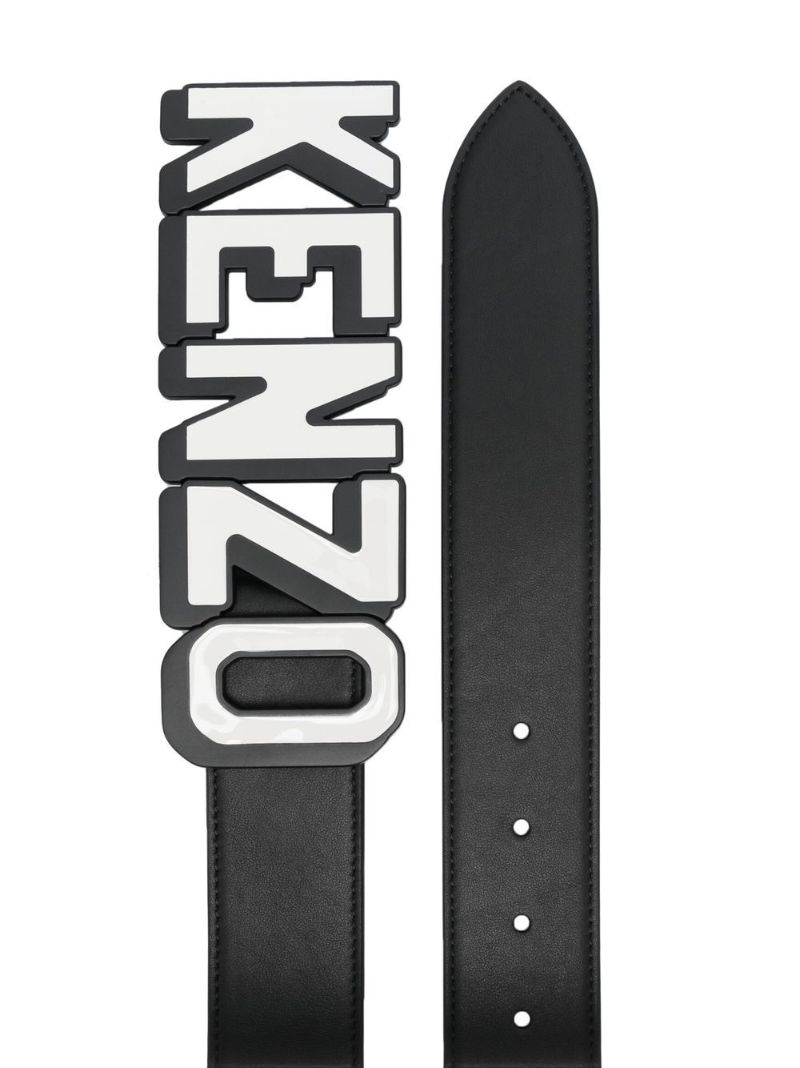 Black Logo Buckle Leather Belt