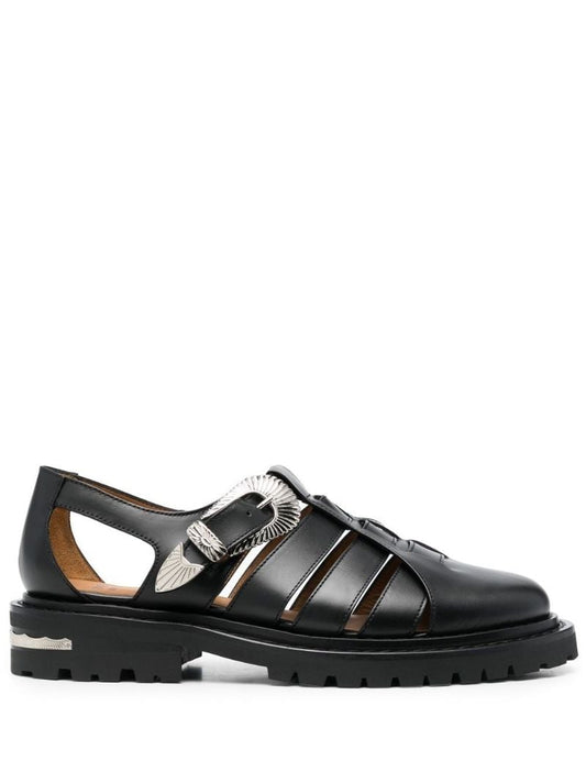 Black Gladiator Leather Sandals
